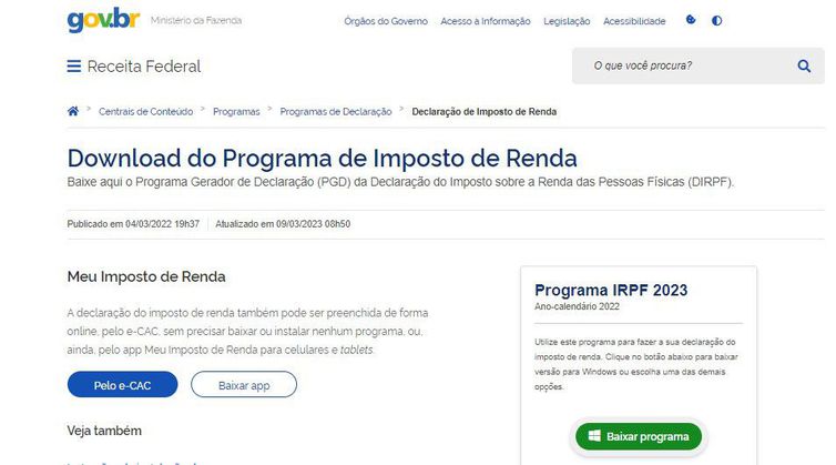 Brasília (DF), 09/03/2023 - IMPOSTO DE RENDA 2023 - A Receita Federal liberou o download do programa para a declaração do imposto de renda pessoa física 2023. Foto: Juca Varella/Agência Brasil