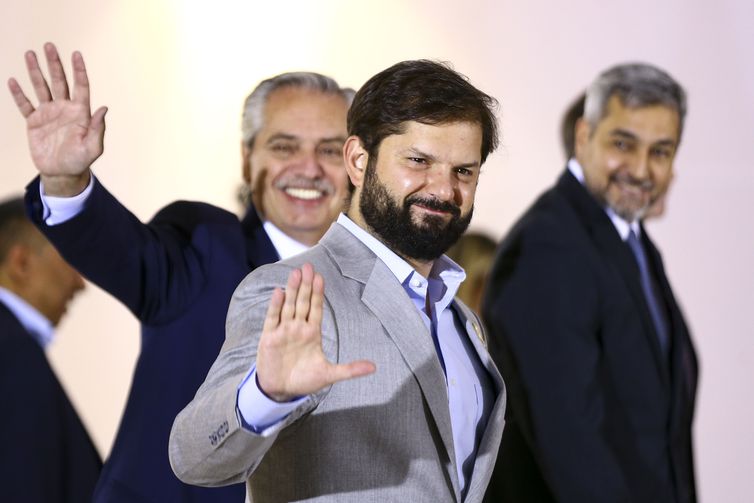 Brasília (DF), 30/05/2023 - Os presidentes da Argentina, Alberto Fernández, do Chile, Gabriel Boric, e do Paraguai, Mário Abdo Benítez, durante reunião com presidentes de países da América do Sul, no Palácio do Itamaraty. Foto: Marcelo Camargo/Agência Brasil