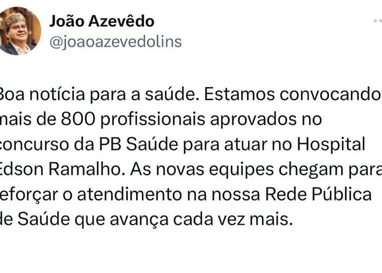 Governador anuncia convocação de mais de 800 aprovados em concurso para o Edson Ramalho
